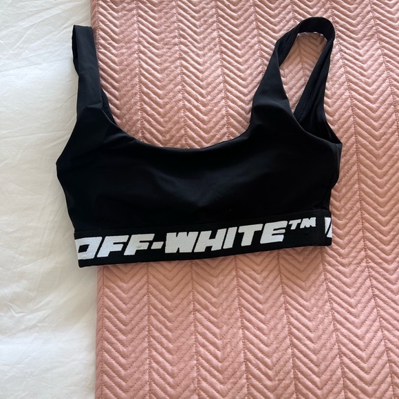 Off-White Black Performance Sports Bra/ Crop Top - Picture 1 of 3
